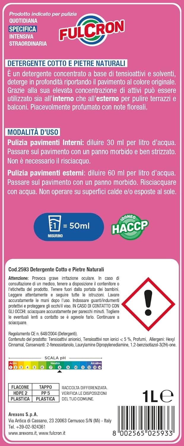 Detergente Cotto E Pietre 'Fulcron' Lt. 1- 6 Pezzi - Arexons in Detergenti per pavimento BricoGo - Marano di Napoli, commercioVirtuoso.it