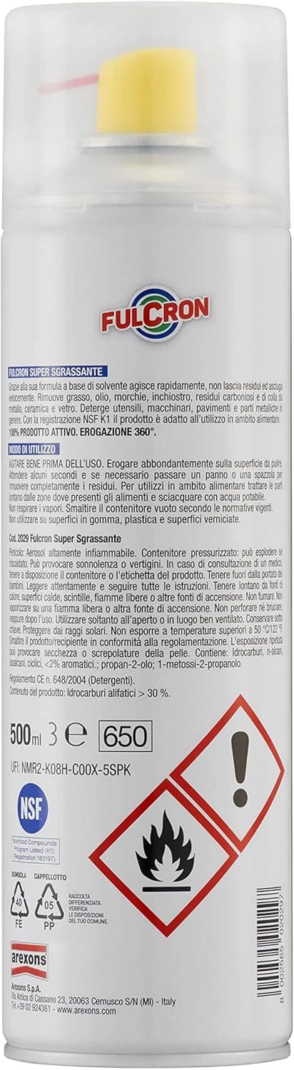 Sgrassante 'Fulcron Super Sgrassante' Ml 500 - Arexons in Detergenti multiuso BricoGo - Marano di Napoli, commercioVirtuoso.it