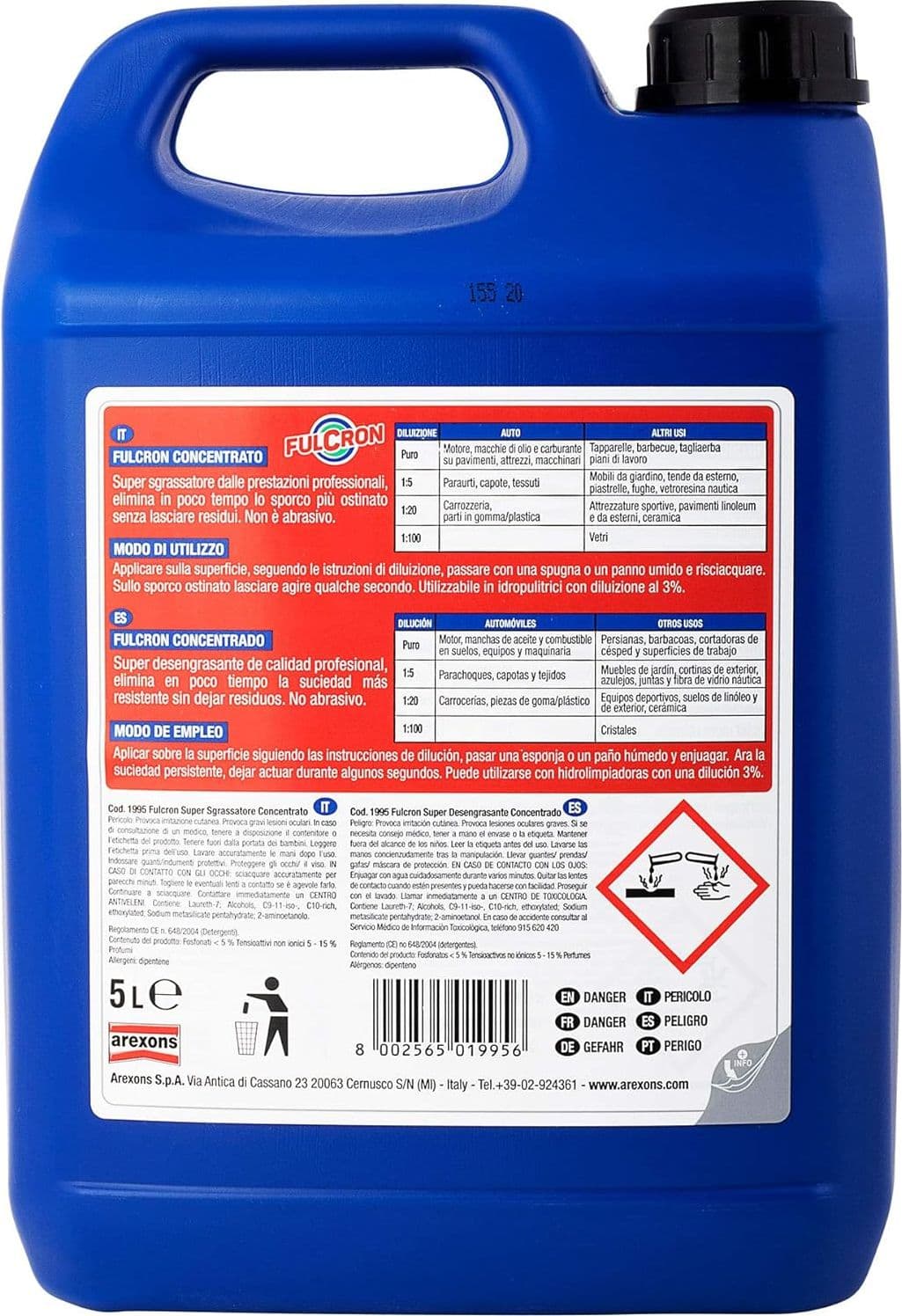 Sgrassante Concentrato 'Fulcron' Lt 5 - Flacone - Arexons in Detergenti multiuso BricoGo - Marano di Napoli, commercioVirtuoso.it