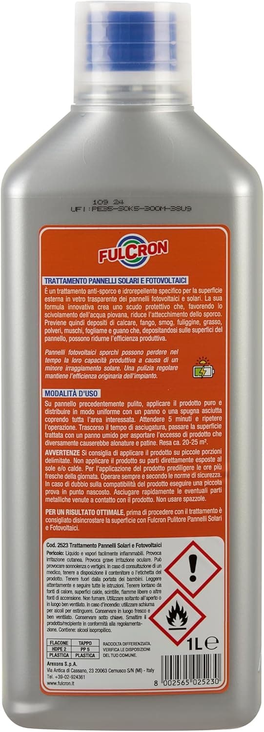 Arexons Trattamento Pannelli Solari E Fotovoltaici Fulcron Lt. 1 in Detergenti chimici da laboratorio BricoGo - Marano di Napoli, commercioVirtuoso.it