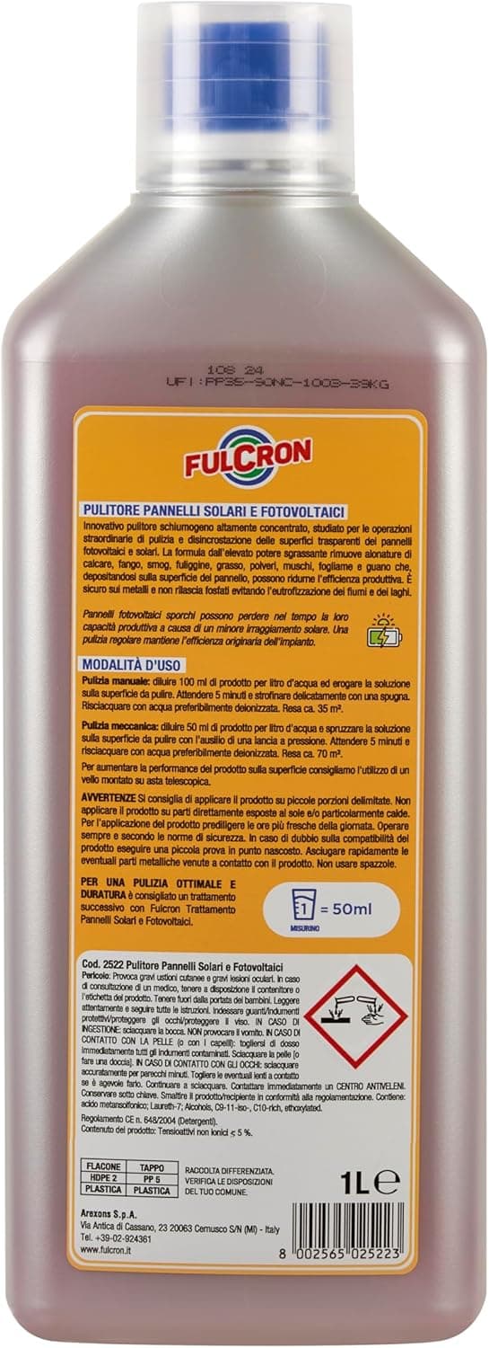 Arexons Pulitore Pannelli Solari E Fotovoltaici Fulcron Lt. 1 in Detergenti multiuso BricoGo - Marano di Napoli, commercioVirtuoso.it