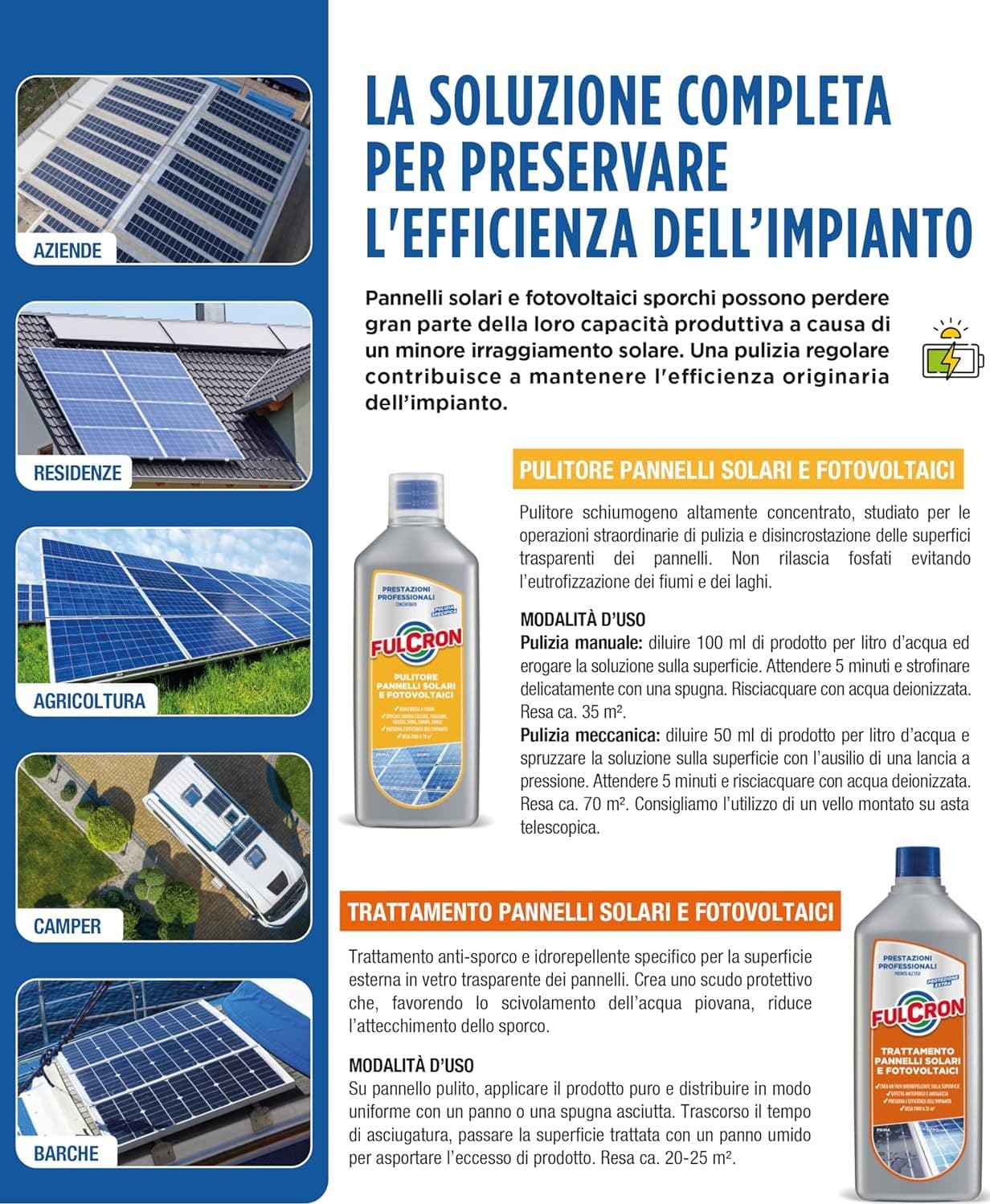 Arexons Pulitore Pannelli Solari E Fotovoltaici Fulcron Lt. 1 in Detergenti multiuso BricoGo - Marano di Napoli, commercioVirtuoso.it