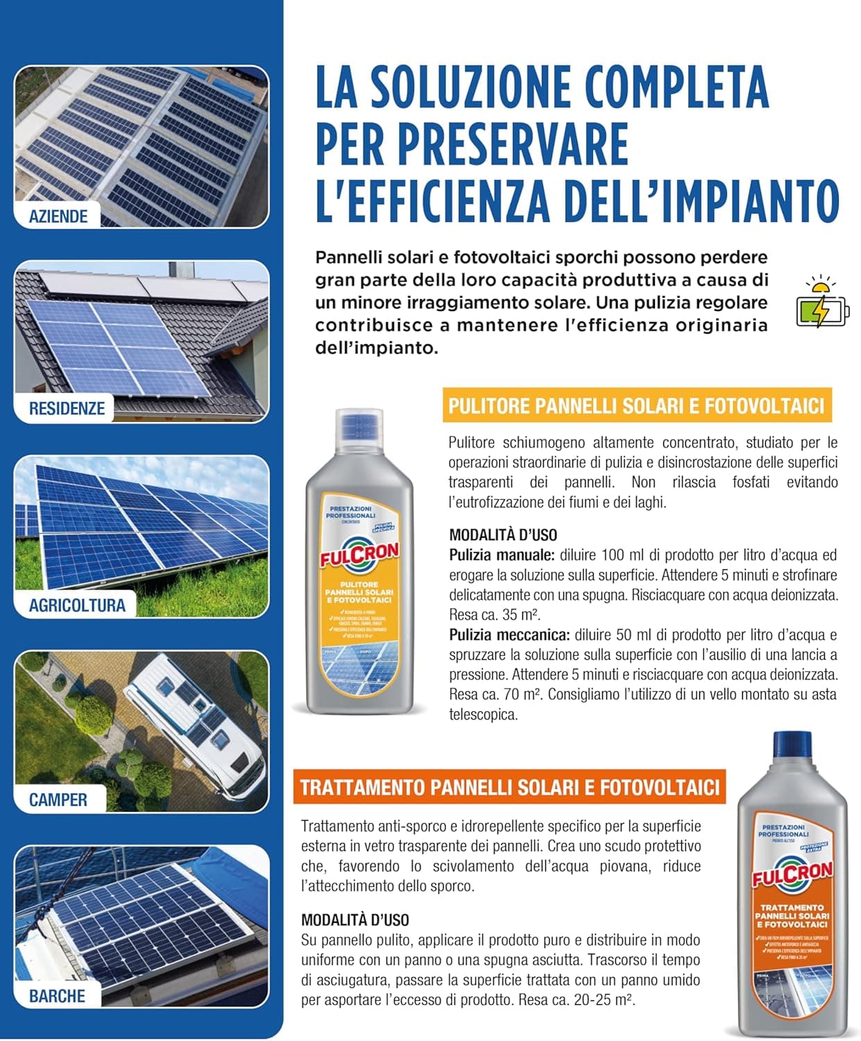 Arexons Pulitore Pannelli Solari E Fotovoltaici Fulcron Lt. 1 in Detergenti multiuso BricoGo - Marano di Napoli, commercioVirtuoso.it