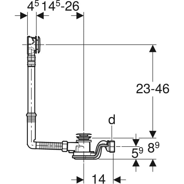 Sifone Colonna Vasca Da Bagno Geberit Con Comando A Pulsante Pushcontrol, D52, Lunghezza 26 Cm, Con Accessori Di Completamento in Colonna BricoGo - Marano di Napoli, commercioVirtuoso.it