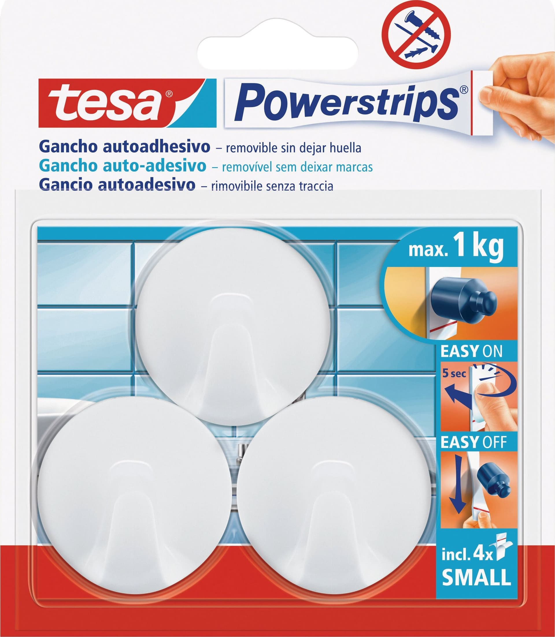 Tesa Powerstrips Gancio Rimovibile Piccolo Tondo - Col. Bianco Portata Kg. 1 3 Pz. 6.00 Confezioni in Ganci portasciugamani BricoGo - Marano di Napoli, commercioVirtuoso.it