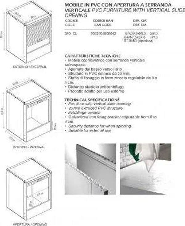 Mobile Coprilavatrice Con Serranda 'Strong Roll' Cm 66,5X59,5X91H Garofalo in Altri ricambi per lavatrici BricoGo - Marano di Napoli, commercioVirtuoso.it