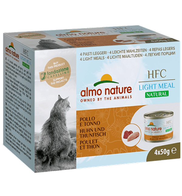 Almo Nature HFC Natural Light Meal gusto Pollo e Tonno  per Gatti Adulti 4x50gr