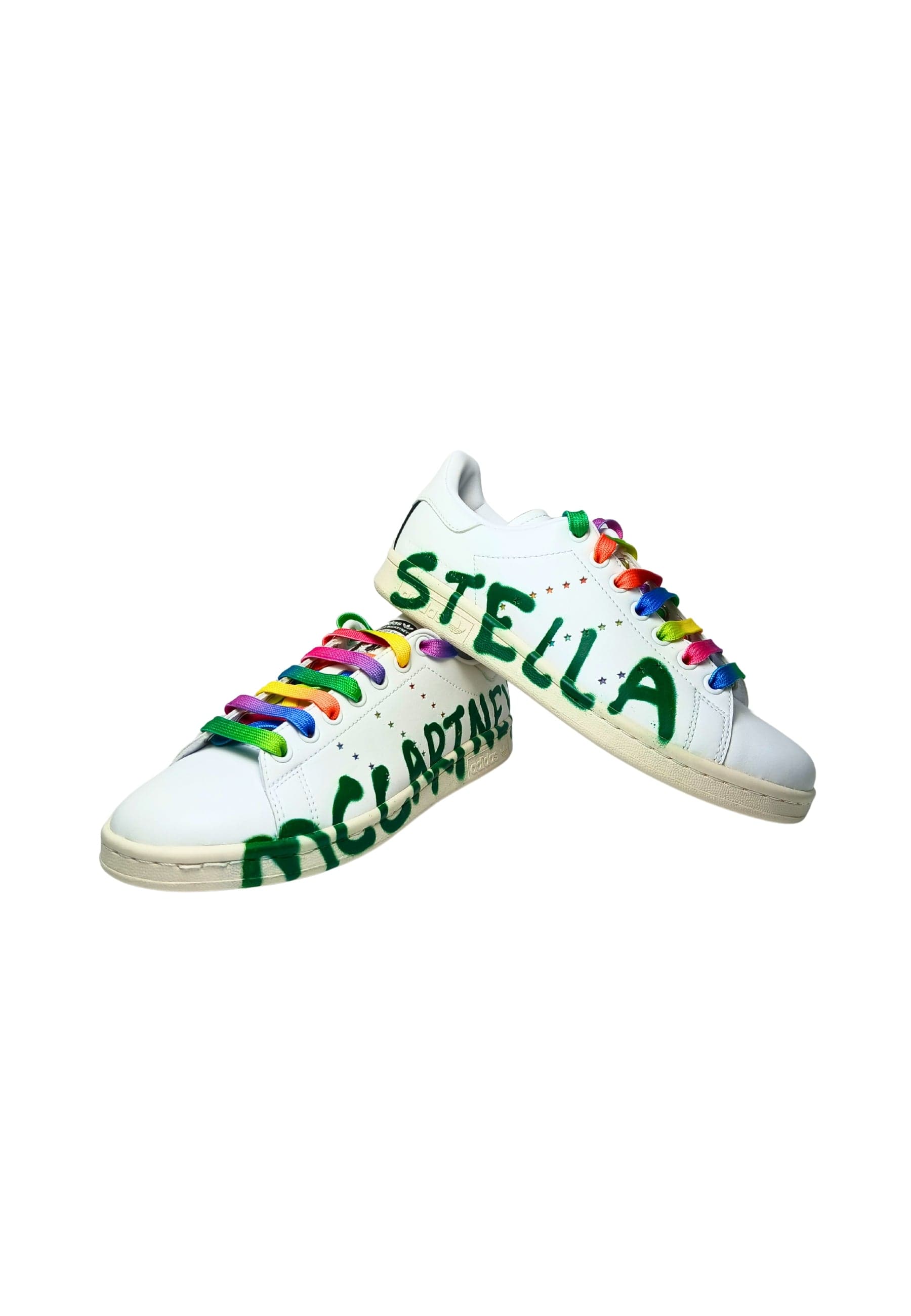 ADIDAS STELLA MCCARTENEY Scarpe Donna Adidas Stella McCarteney Sneakers Stan Smit in ecopelle con lacci colorati e logo effetto spray da donna in Sneaker casual Drestige - Casamassima, commercioVirtuoso.it