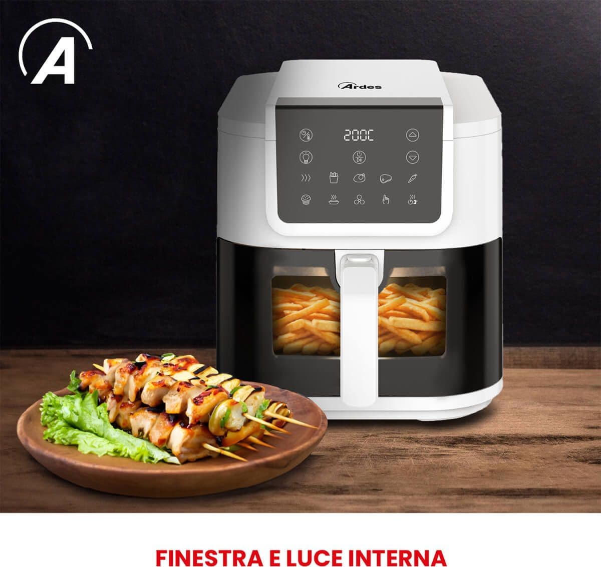 Friggitrice Ad Aria Multifunzione Infinity Capacità 8 Litri Display Digitale 10 Programmi Finestra Con Luce Interna Potenza 1700 Watt Bianco Ardes in Friggitrici BricoGo - Marano di Napoli, commercioVirtuoso.it