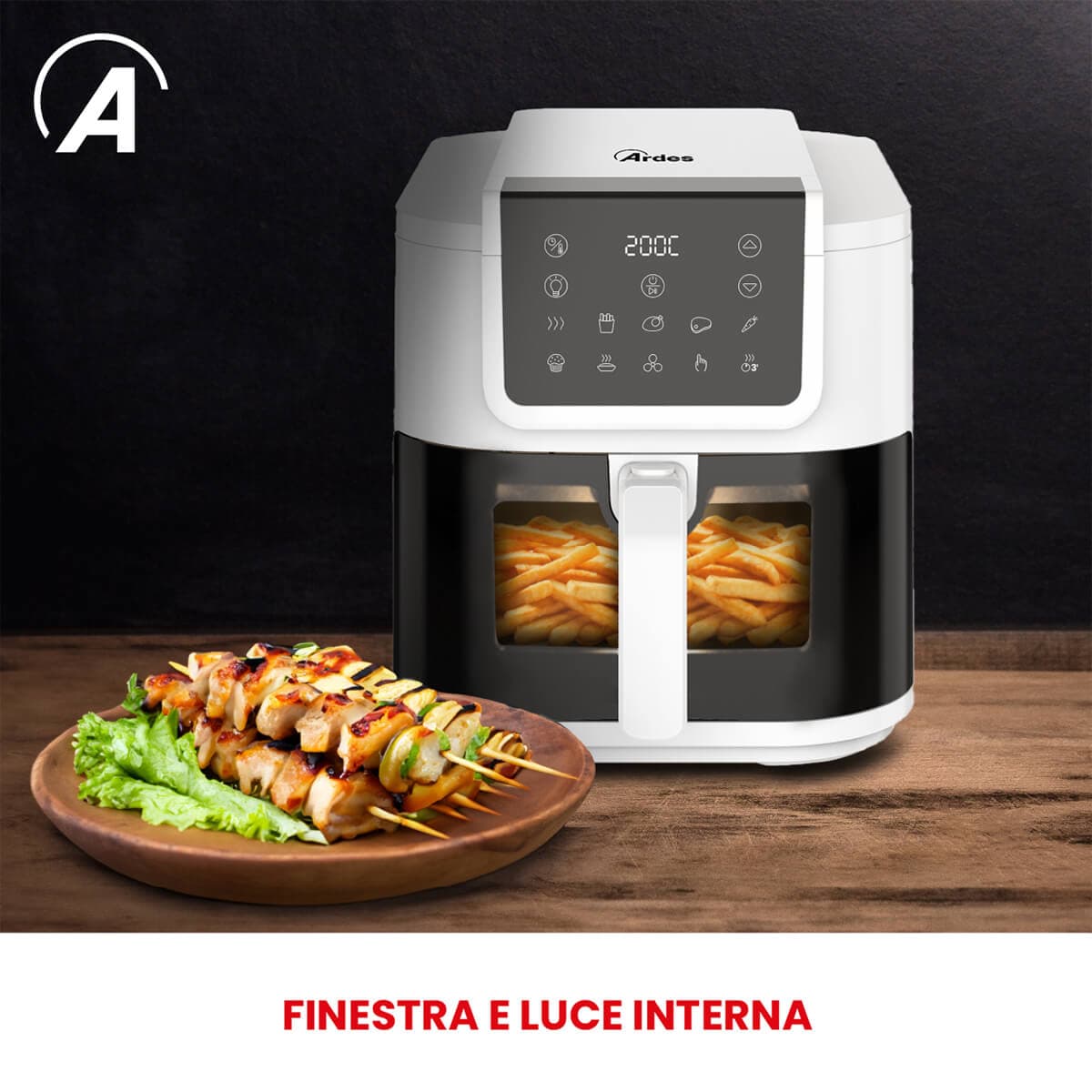 Friggitrice Ad Aria Multifunzione Infinity Capacità 8 Litri Display Digitale 10 Programmi Finestra Con Luce Interna Potenza 1700 Watt Bianco Ardes in Friggitrici BricoGo - Marano di Napoli, commercioVirtuoso.it