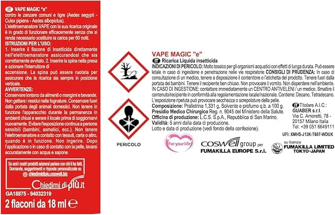 Vape, Bipacco Ricarica Liquida 30 Notti + 30 Notti,Efficace Contro Le Zanzare Comuni E Tigre, 18 Ml + 18 Ml in Zanzare BricoGo - Marano di Napoli, commercioVirtuoso.it