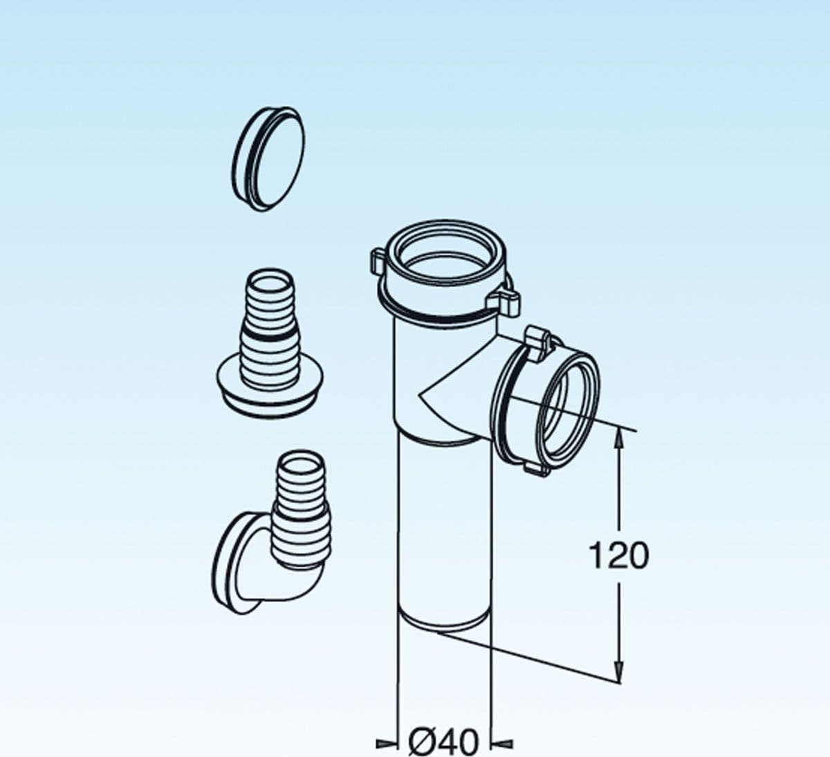 Raccordo 2 Vie Diam. 40 Con Attacco Lavatrici E Lavastoviglie 120Mm- Diam. 40 X 120Mm- Lira in Altri ricambi per lavatrici BricoGo - Marano di Napoli, commercioVirtuoso.it