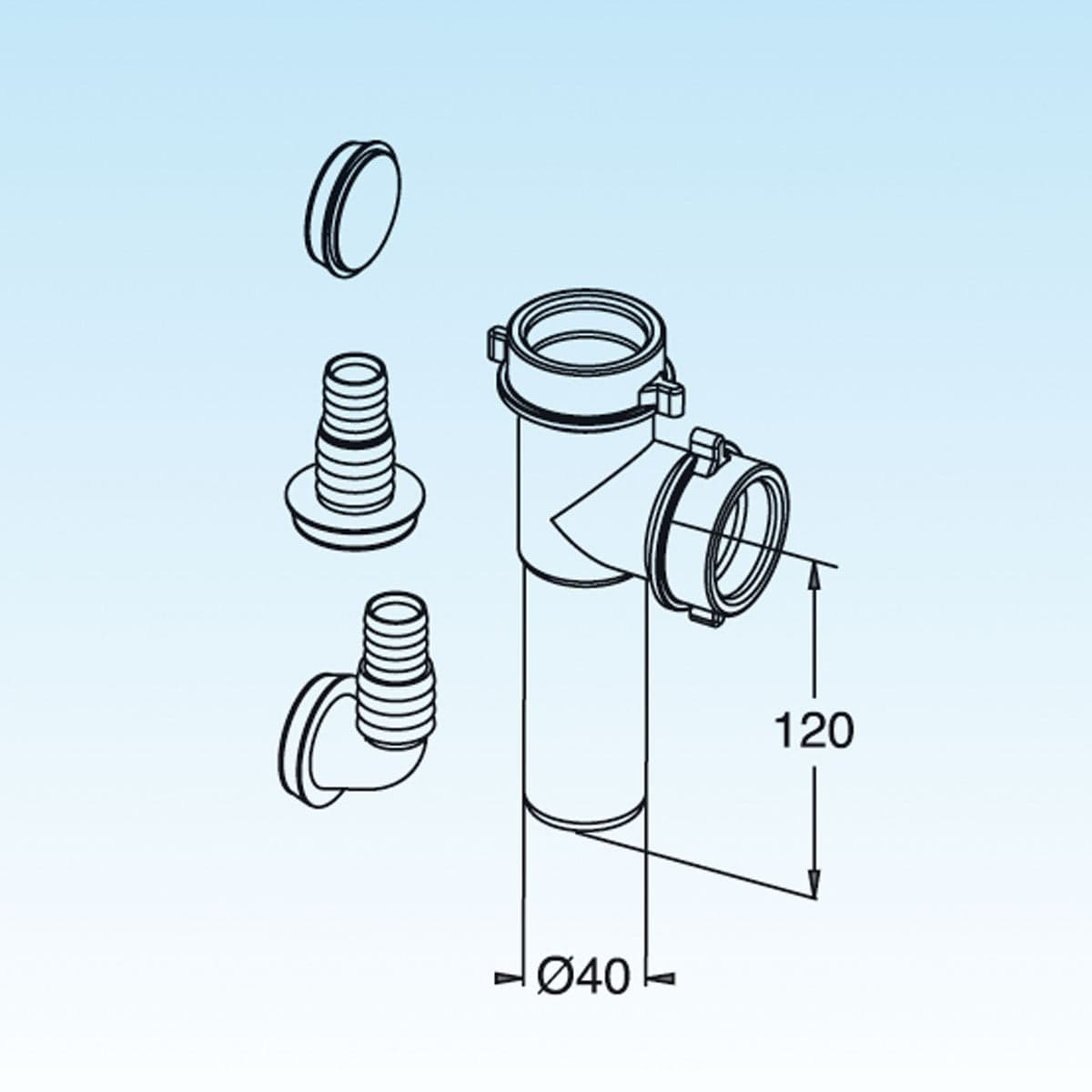 Raccordo 2 Vie Diam. 40 Con Attacco Lavatrici E Lavastoviglie 120Mm- Diam. 40 X 120Mm- Lira in Altri ricambi per lavatrici BricoGo - Marano di Napoli, commercioVirtuoso.it