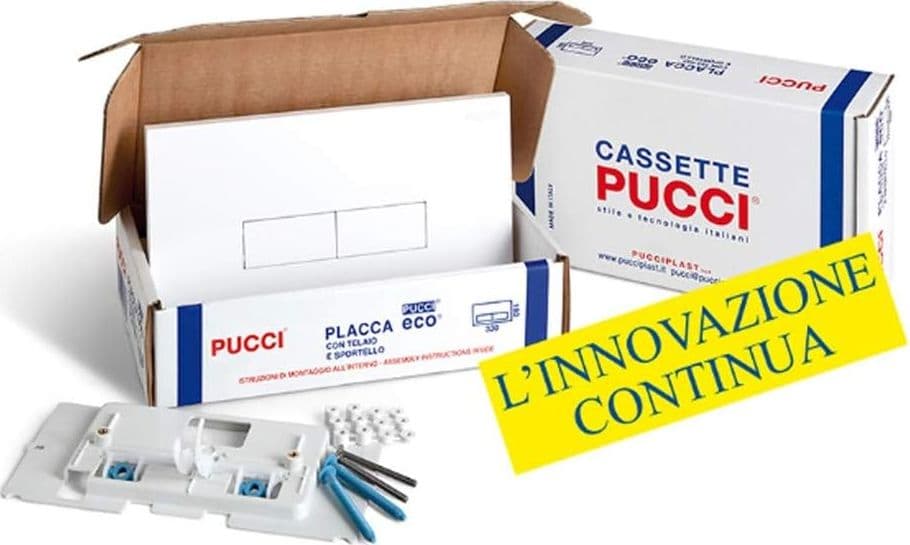 Kit Eco Doppio Tasto Telaio + Placca Cm.33 Sp.1,2 Bianca Pucci 80179560 in Placche combinate interruttori e prese BricoGo - Marano di Napoli, commercioVirtuoso.it