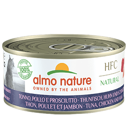 Almo Nature Scatoletta HFC Natural gusto Tonno Pollo e Prosciutto per Gatti Adulti in prodotto 101 Market - Poggibonsi, commercioVirtuoso.it
