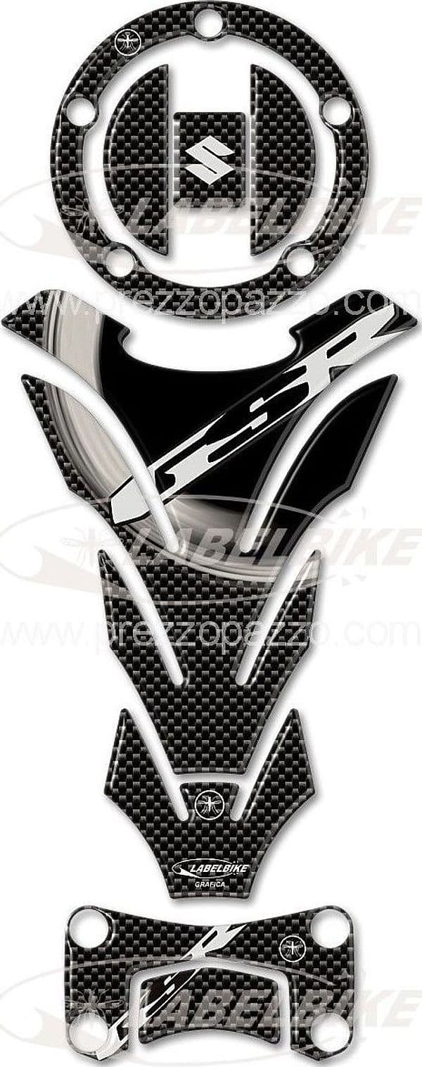 KIT ADESIVI STICKERS RESINA CARBONIO COMPATIBILE per  MOTO SUZUKI GSR 2006-2010 in Decalcomanie adesivi e magneti LabelBike - Bibbiano, commercioVirtuoso.it