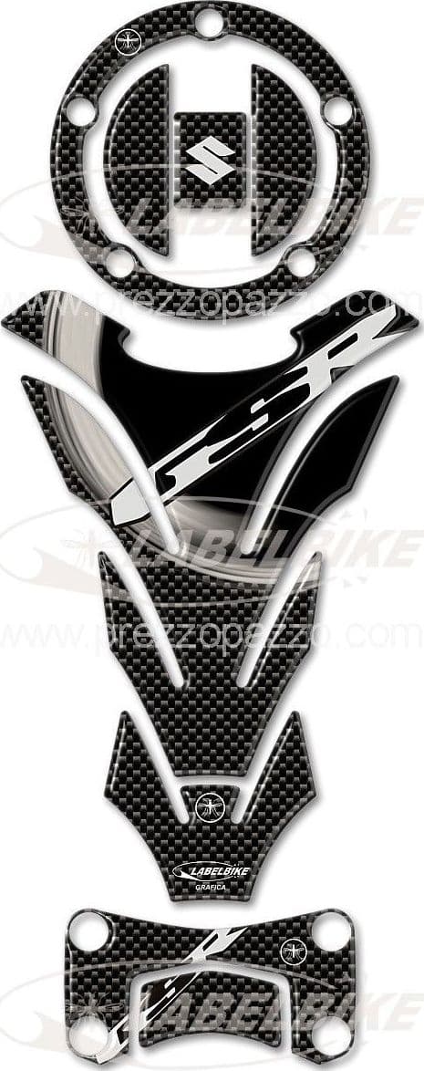 KIT ADESIVI STICKERS RESINA CARBONIO COMPATIBILE per  MOTO SUZUKI GSR 2006-2010 in Decalcomanie adesivi e magneti LabelBike - Bibbiano, commercioVirtuoso.it