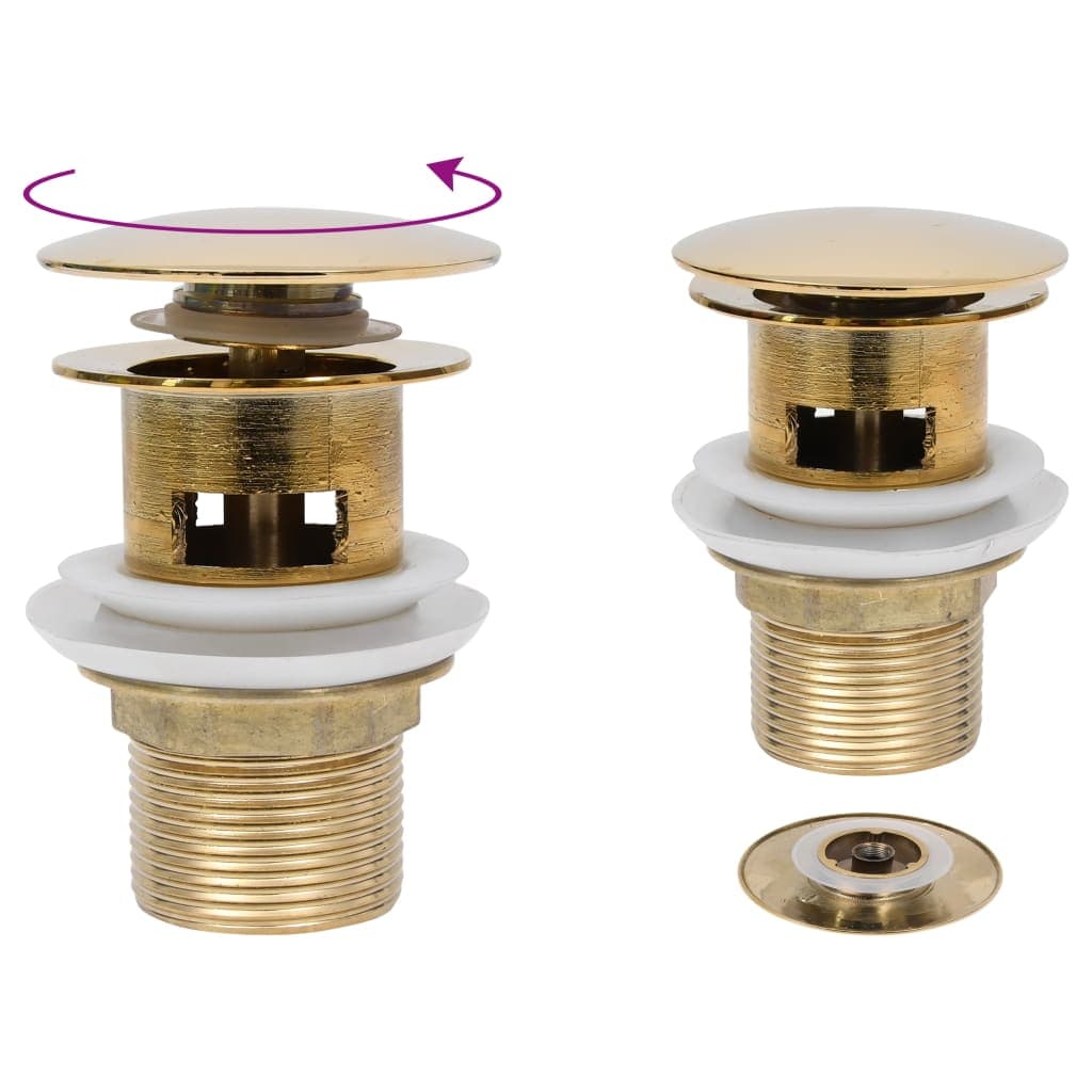 Scarico a Pressione con Troppopieno Oro 6,4x6,4x9,1 cm in Zinco e Ottone in Rubinetti per lavandini bagno Esplodia - Napoli, commercioVirtuoso.it