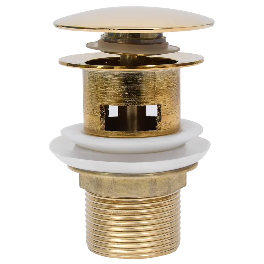 Scarico a Pressione con Troppopieno Oro 6,4x6,4x9,1 cm in Zinco e Ottone in Rubinetti per lavandini bagno Esplodia - Napoli, commercioVirtuoso.it