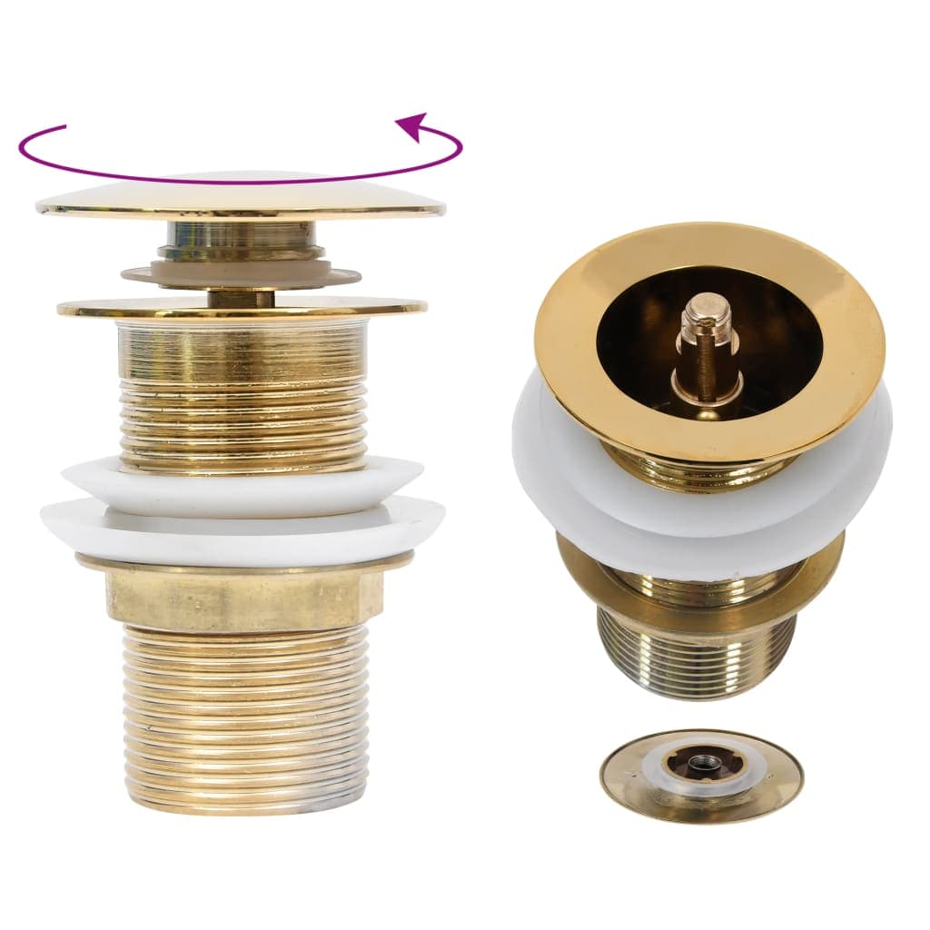 Scarico a Pressione senza Troppopieno Oro 6,4x6,4x9,1 cm in Zinco e Ottone in Accessori per lavelli Esplodia - Napoli, commercioVirtuoso.it