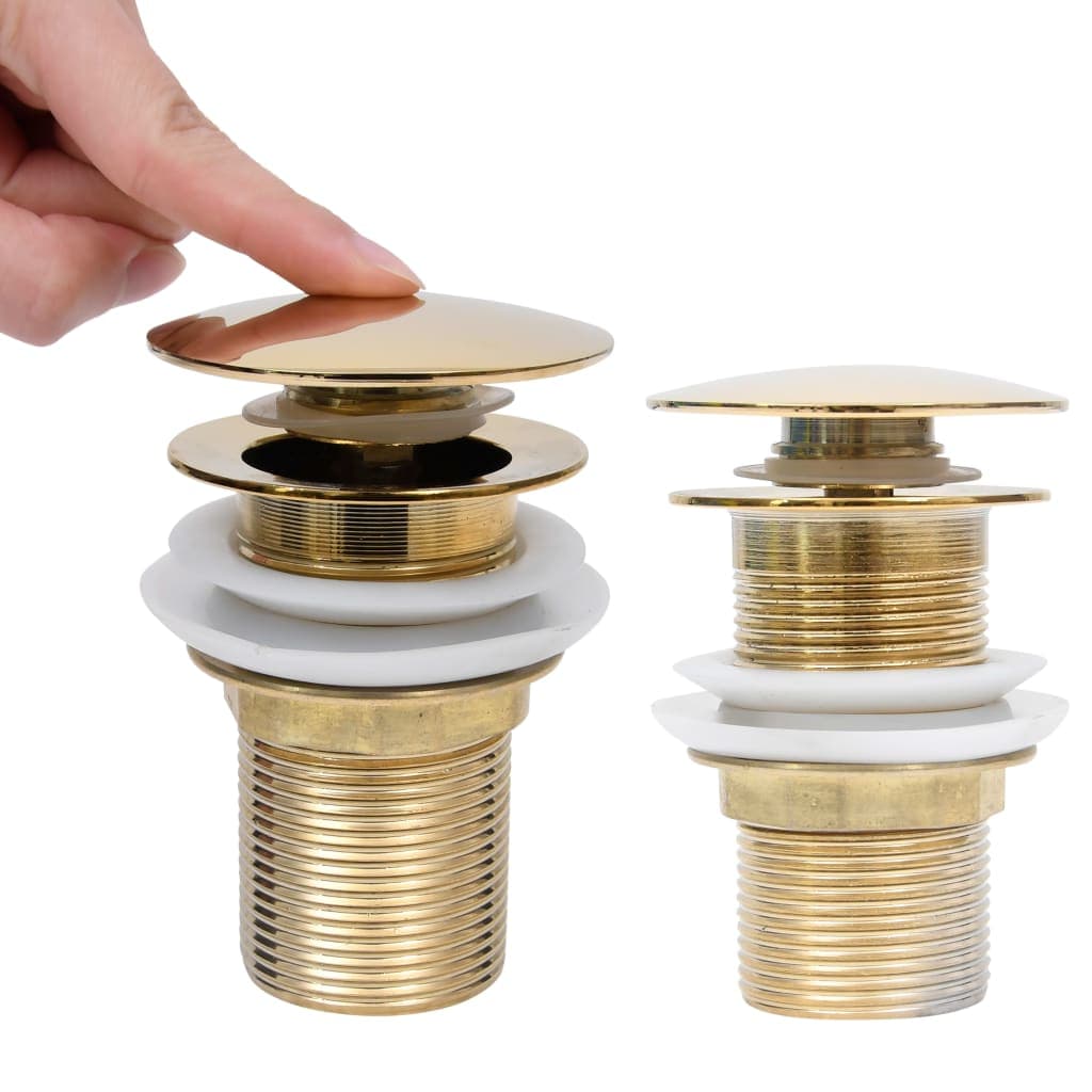 Scarico a Pressione senza Troppopieno Oro 6,4x6,4x9,1 cm in Zinco e Ottone