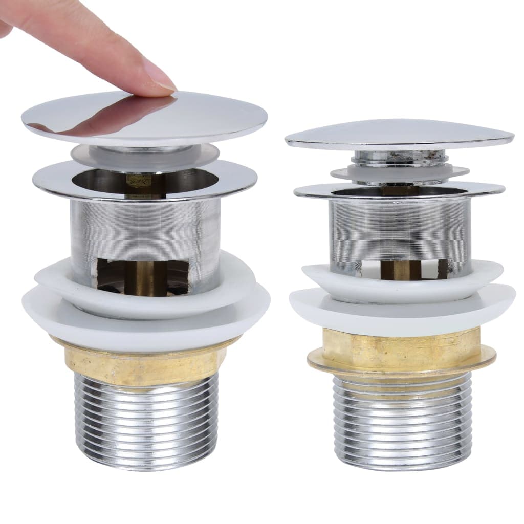 Scarico a Pressione Senza Troppopieno Argento 6,4x6,4x9,1 cm in Zinco e Ottone