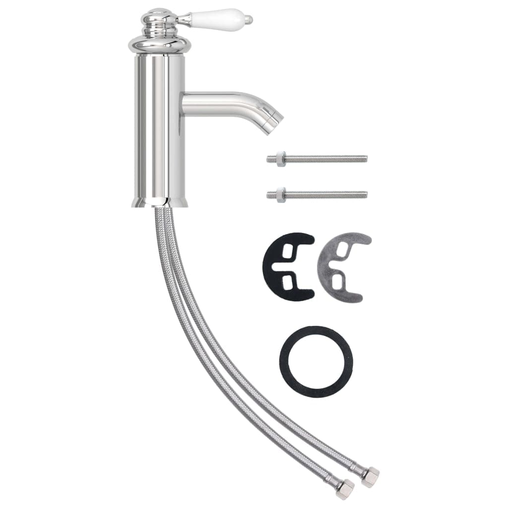 Rubinetto per Lavabo del Bagno Finitura Cromo 130x180 mm Pomello Bianco in Rubinetti per lavandini bagno Esplodia - Napoli, commercioVirtuoso.it