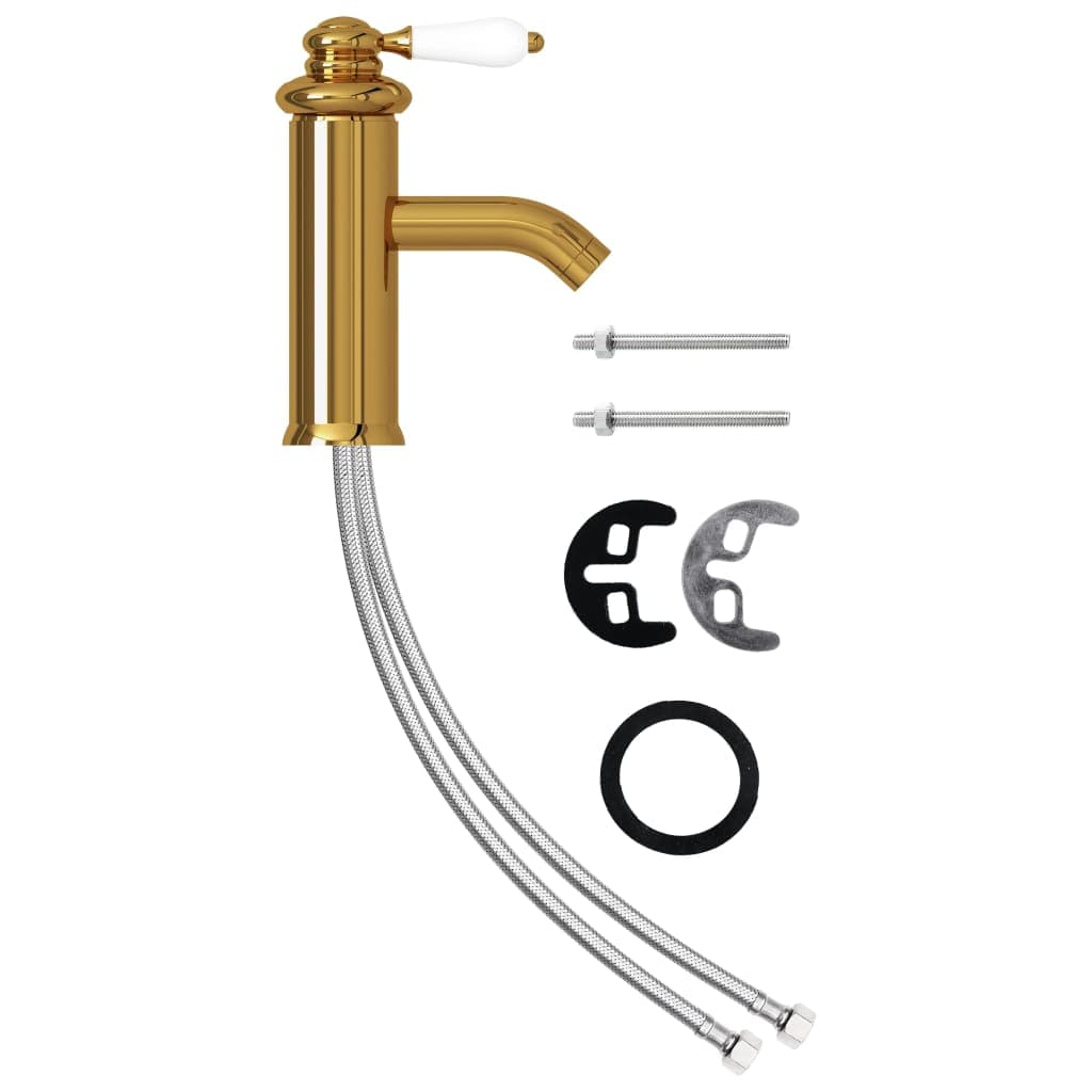 Rubinetto per Lavabo del Bagno Colore Oro 130x180 mm Pomello Bianco in Rubinetti per lavandini bagno Esplodia - Napoli, commercioVirtuoso.it