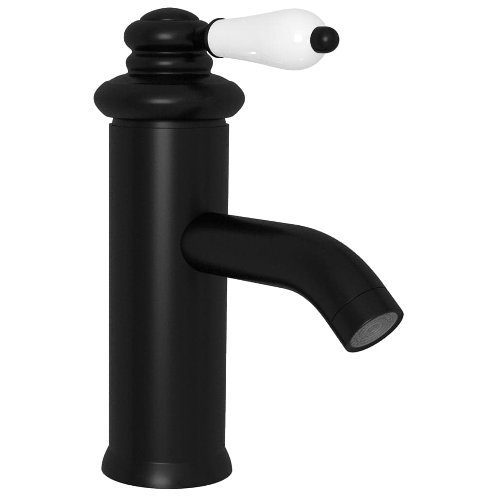 Rubinetto per Lavabo del Bagno Colore Nero 130x180 mm Pomello Bianco