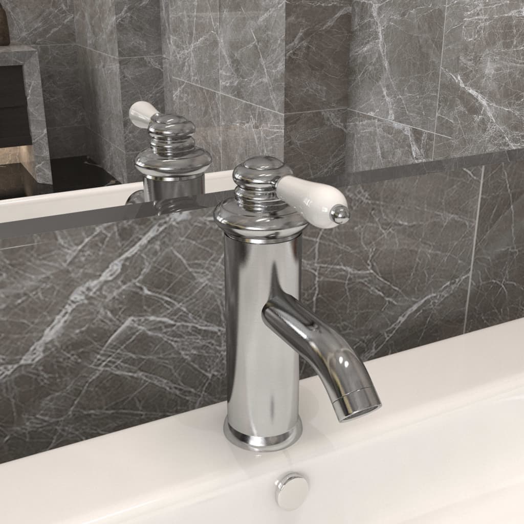 Rubinetto per Lavabo del Bagno Argento 130x180 mm Pomello Bianco in Rubinetti per lavandini bagno Esplodia - Napoli, commercioVirtuoso.it