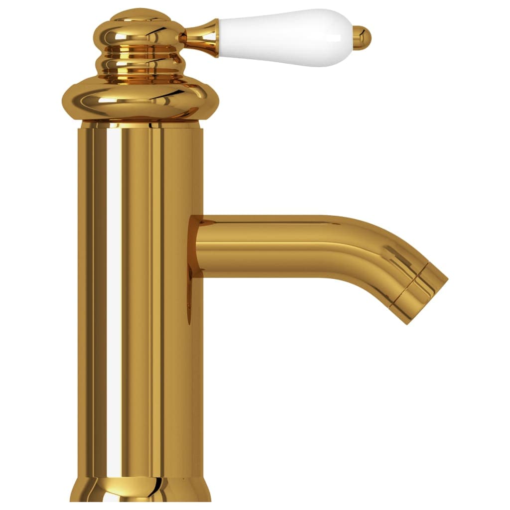 Rubinetto per Lavabo del Bagno Colore Oro 130x180 mm Pomello Bianco in Rubinetti per lavandini bagno Esplodia - Napoli, commercioVirtuoso.it