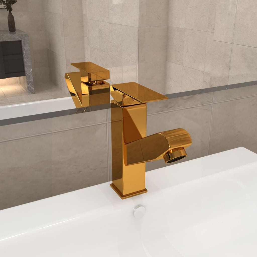 Rubinetto per Lavabo da Bagno Premium Funzione Estraibile Oro 157x172 mm in Rubinetti per lavandini bagno Esplodia - Napoli, commercioVirtuoso.it