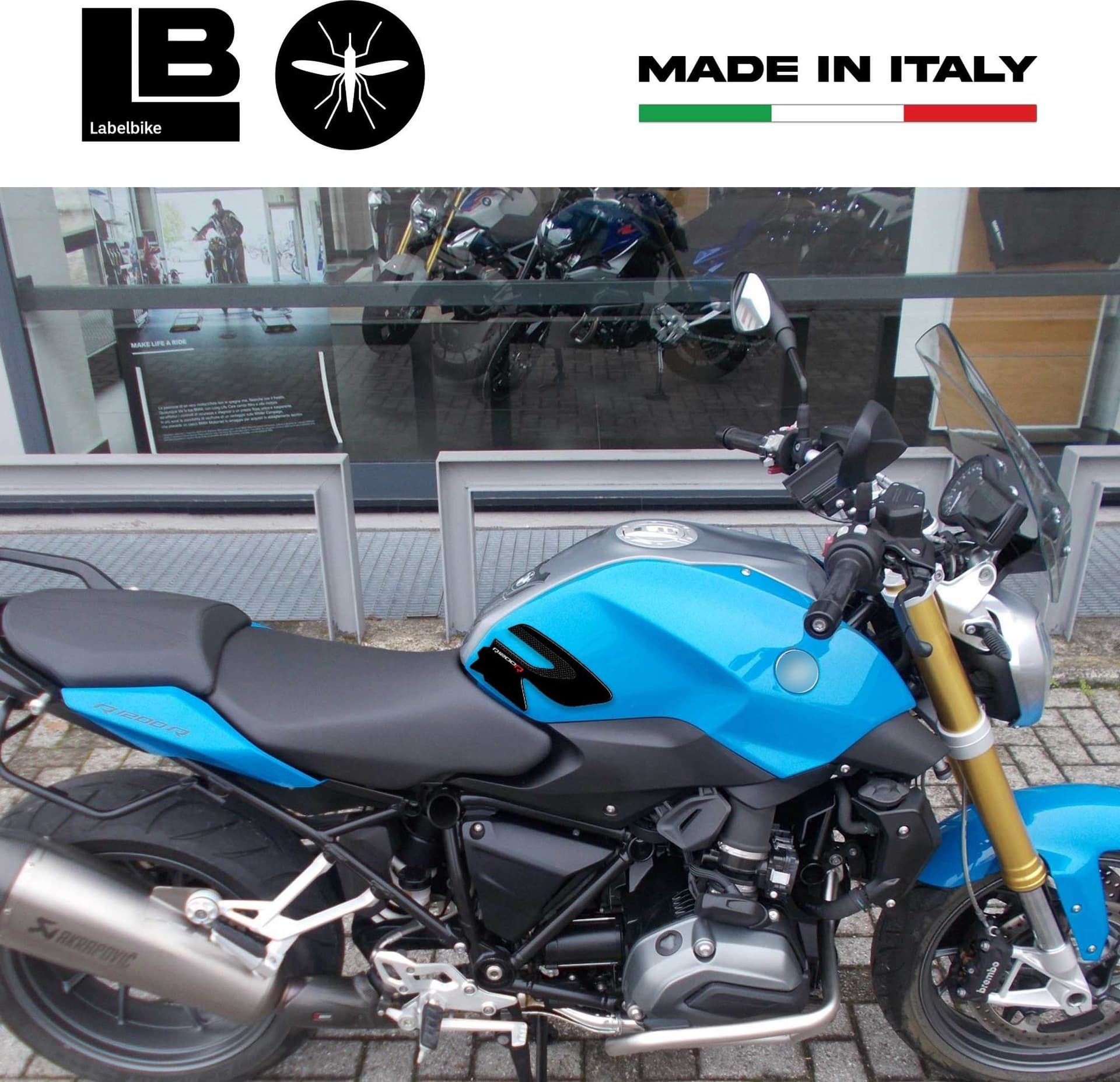 2 PROTEZIONI LATERALI SERBATOIO Stickers 3D compatibile per MOTO BMW R1200R 2015-19 in Paraserbatoio LabelBike - Bibbiano, commercioVirtuoso.it