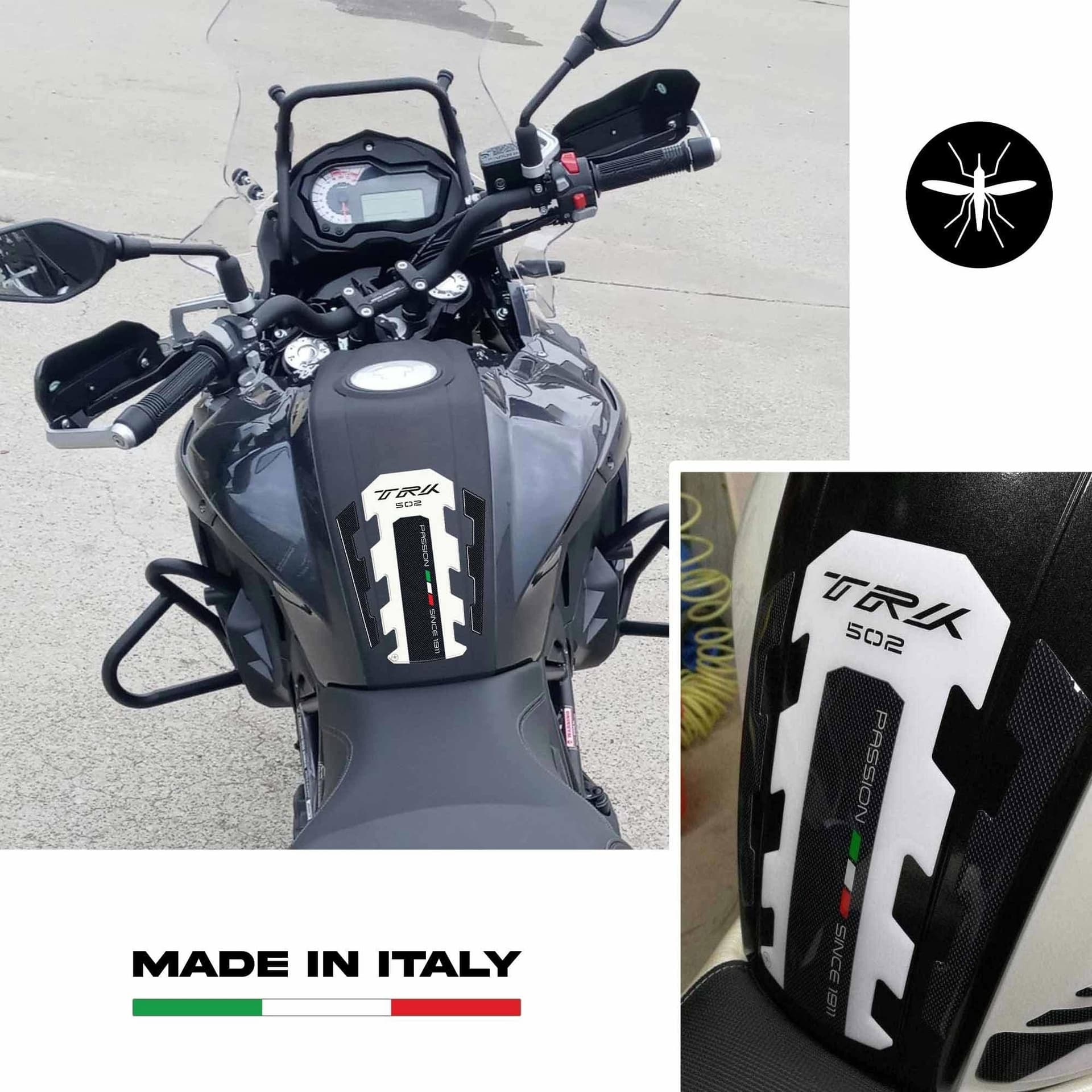 PARASERBATOIO RESINATO 3D PROTEZIONE compatibile per moto BENELLI TRK 502 Bianco in Paraserbatoio LabelBike - Bibbiano, commercioVirtuoso.it