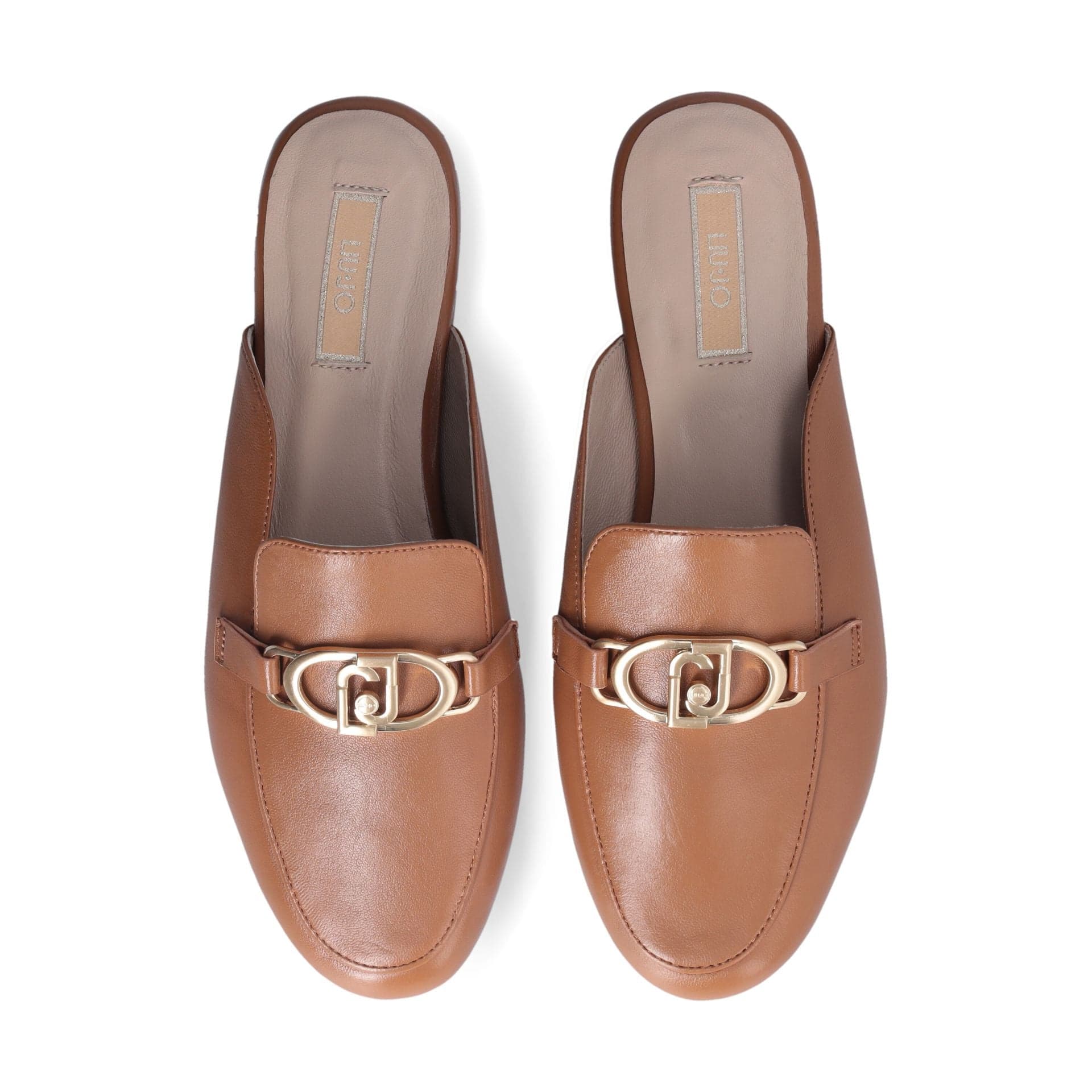 LIU JO Liu Jo Slippers Marrone Emel in Pelle Nappa con Morsetto e Logo Metallico da donna in Sandali moda Drestige - Casamassima, commercioVirtuoso.it