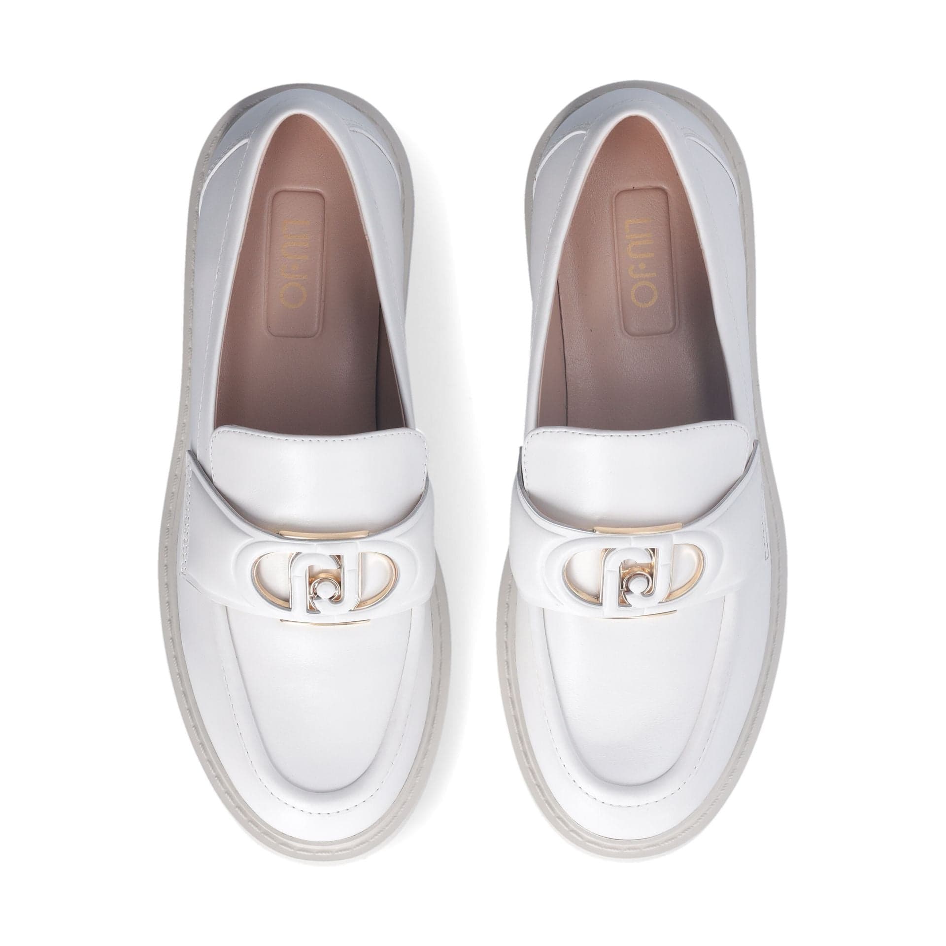 LIU JO Liu Jo Mocassini Bianchi in Pelle Cora 12 con Maxi Logo e Suola Dentellata da donna in Loafer e mocassini Drestige - Casamassima, commercioVirtuoso.it