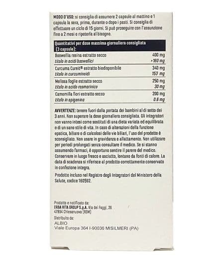 Coliev Calm 45 capsule Curcuma, Camomilla, Boswellia, irritazione intestinale, favorisce la regolarità intestinale in Curcuma AlBio Sicily - Misilmeri, commercioVirtuoso.it