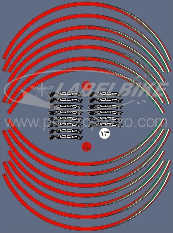 KIT STRISCE ADESIVE compatibili per CERCHI 17 MOTO KAWASAKI Z1000 Adesivi Rossi in Decalcomanie adesivi e magneti LabelBike - Bibbiano, commercioVirtuoso.it