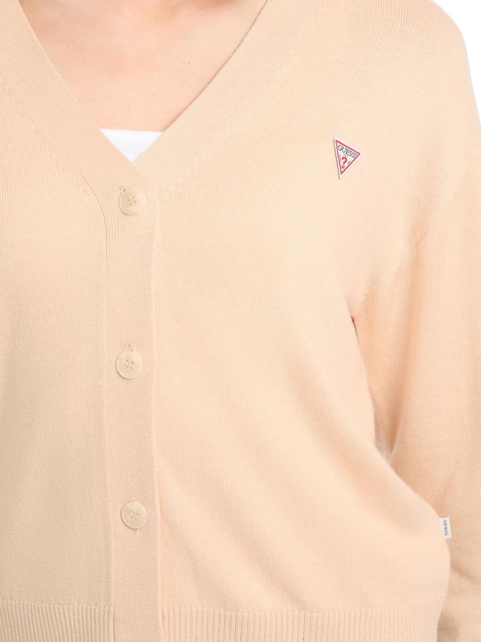 GUESS JEANS Cardigan mini logo triangolo Donna Guess Jeans da donna in Giacche Drestige - Casamassima, commercioVirtuoso.it