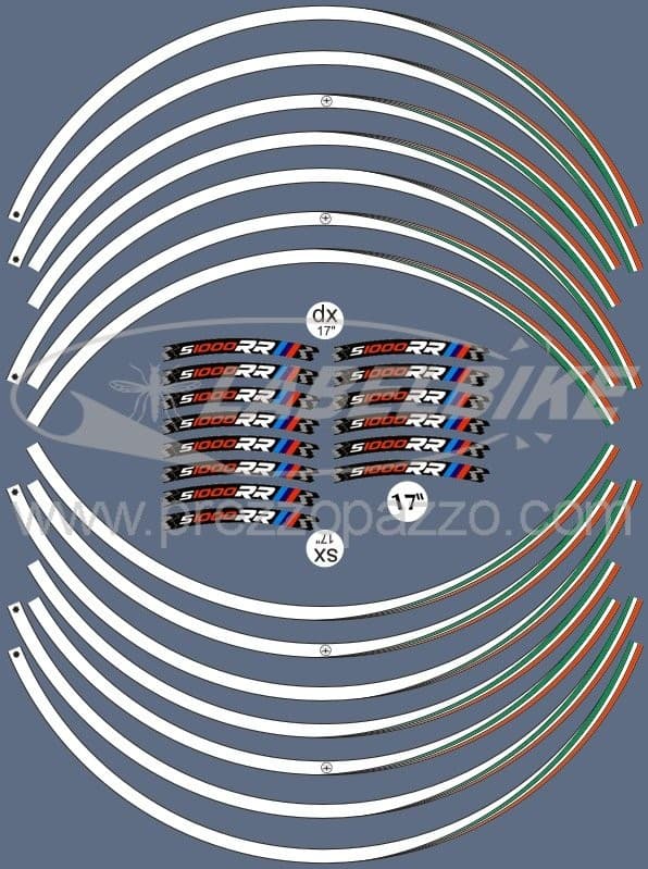 STRISCE ADESIVE compatibili per MOTO BMW S1000 RR adesivi CERCHI 17' tuning in Decalcomanie adesivi e magneti LabelBike - Bibbiano, commercioVirtuoso.it