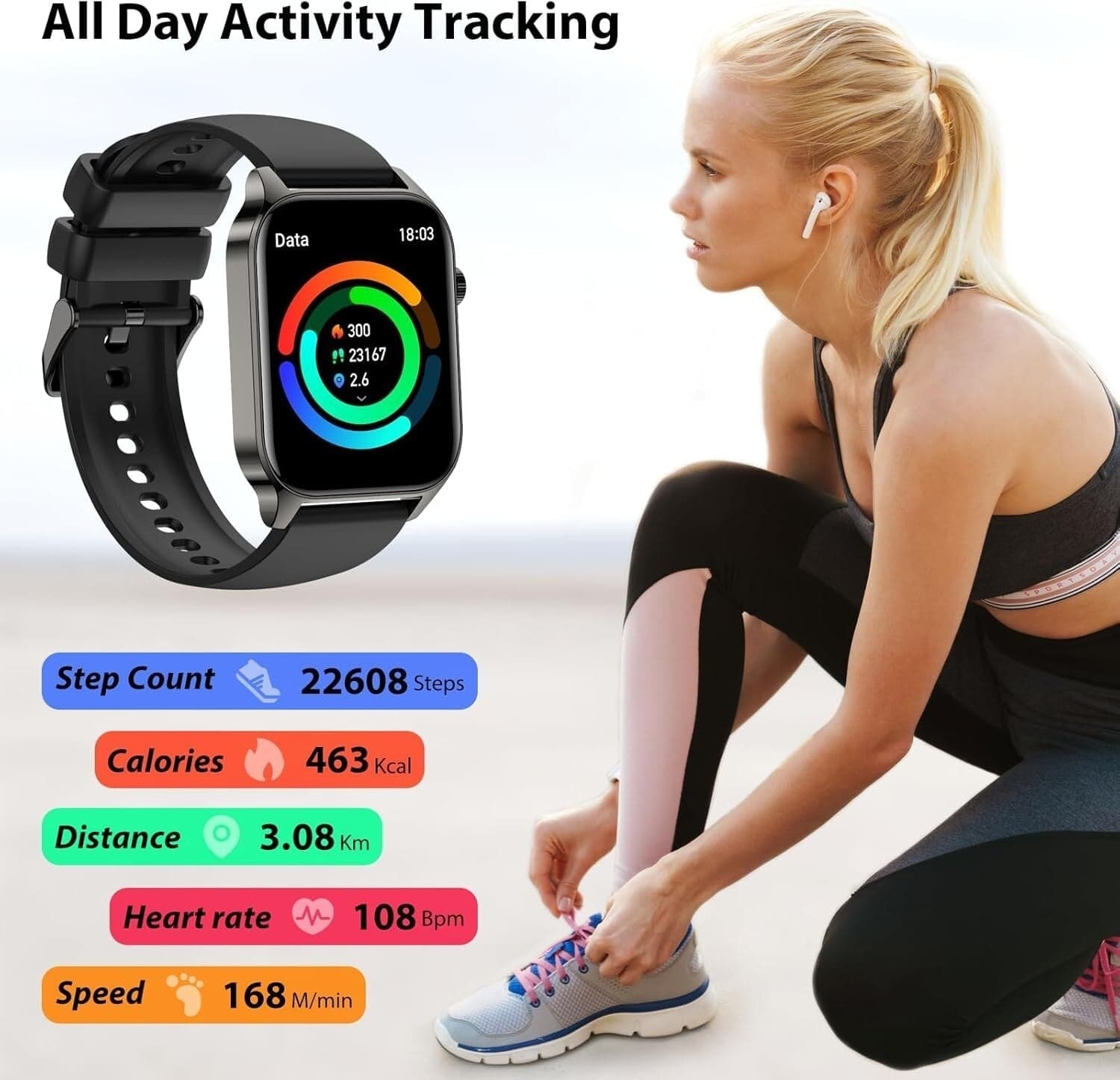 Smartwatch Uomo Donna Chiamate Orologio Contapassi IP68 110+ Sportivo in Smartwatch CL Store - Battipaglia, commercioVirtuoso.it