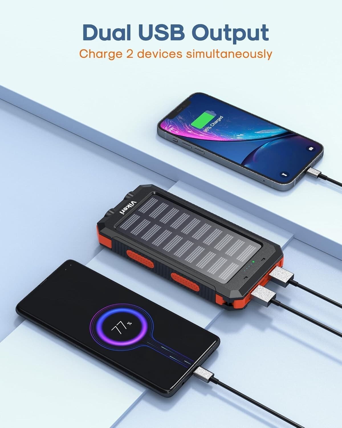 Power Bank Solare 30000mAh, 2 porte di uscita USB e ingresso micro USB in Caricabatterie portatile CL Store - Battipaglia, commercioVirtuoso.it