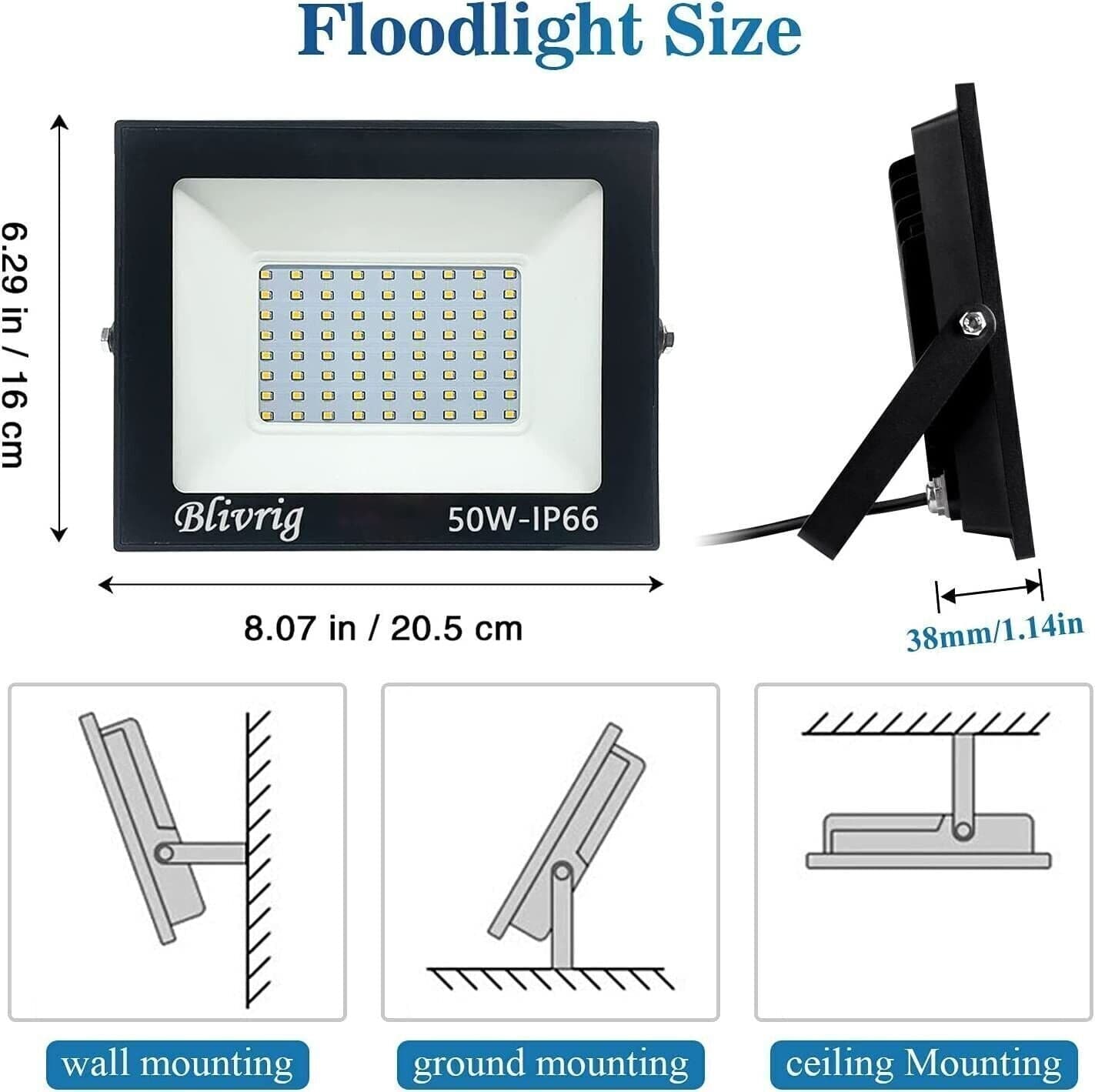 Blivrig 50W faretto led 5000LM Fari LED per Esterno Bianco Freddo 6000K in Proiettori CL Store - Battipaglia, commercioVirtuoso.it