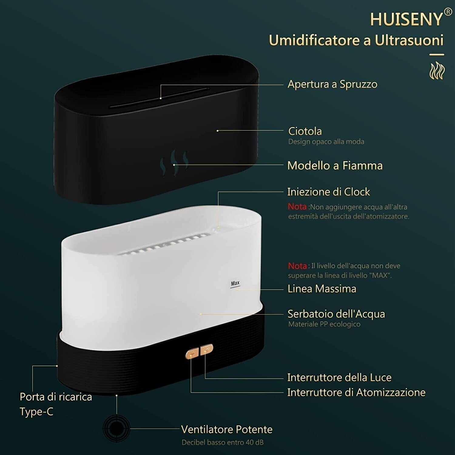 Diffusore di Oli Essenziali con Effetto Fiamma Umidificatore Ambiente in Umidificatori CL Store - Battipaglia, commercioVirtuoso.it