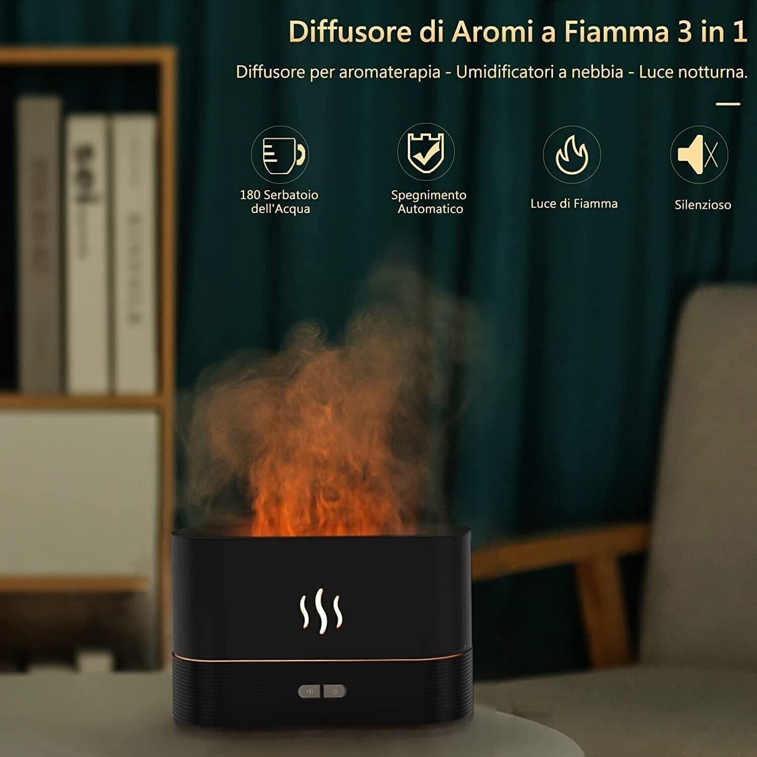 Diffusore di Oli Essenziali con Effetto Fiamma Umidificatore Ambiente in Umidificatori CL Store - Battipaglia, commercioVirtuoso.it
