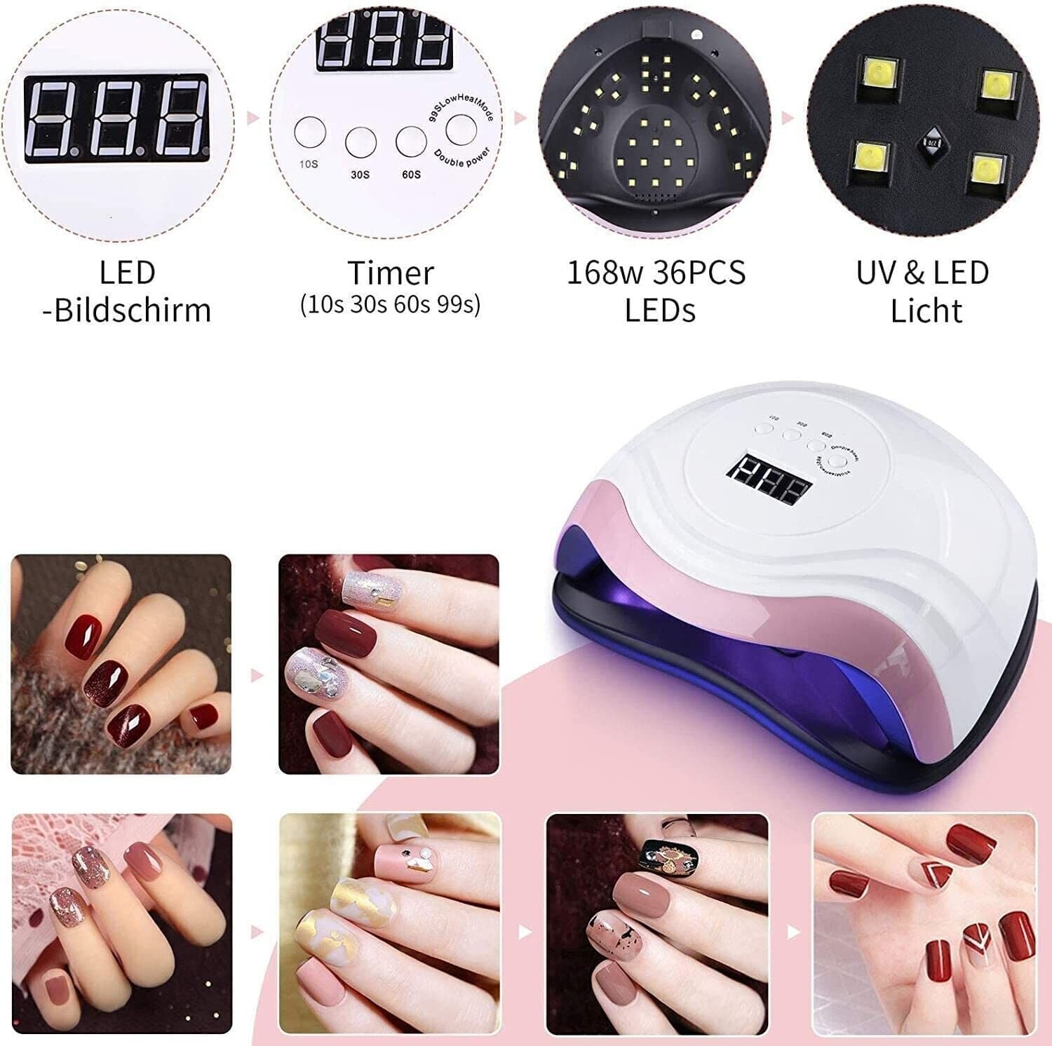 Aokyom 168W Lampada per Unghie,Lampada a LED UV per Manicure e Pedicure,36LED in Asciuga unghie e lampade UV CL Store - Battipaglia, commercioVirtuoso.it