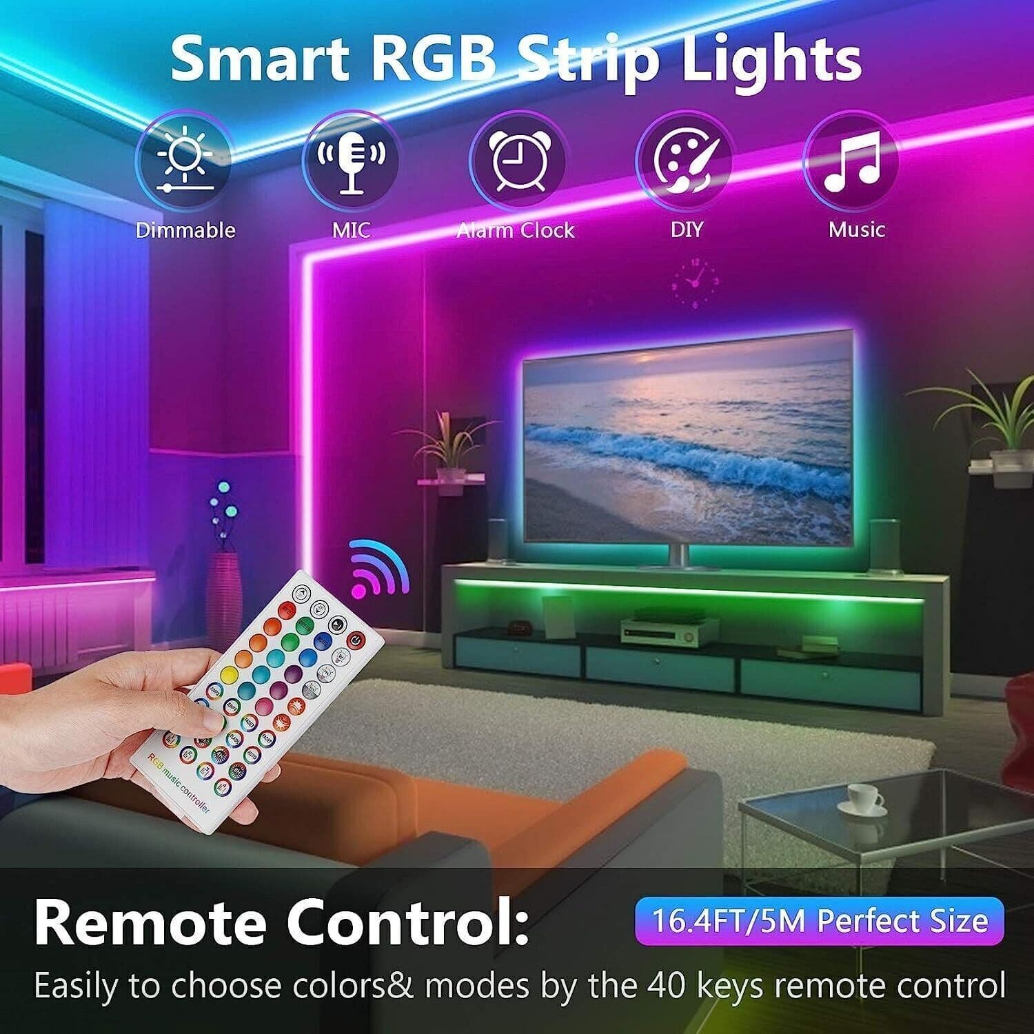 TVLIVE Striscia LED 5 Metri, LED Strisce RGB Musicale, Luci da Camera Strisce in Nastri LED CL Store - Battipaglia, commercioVirtuoso.it