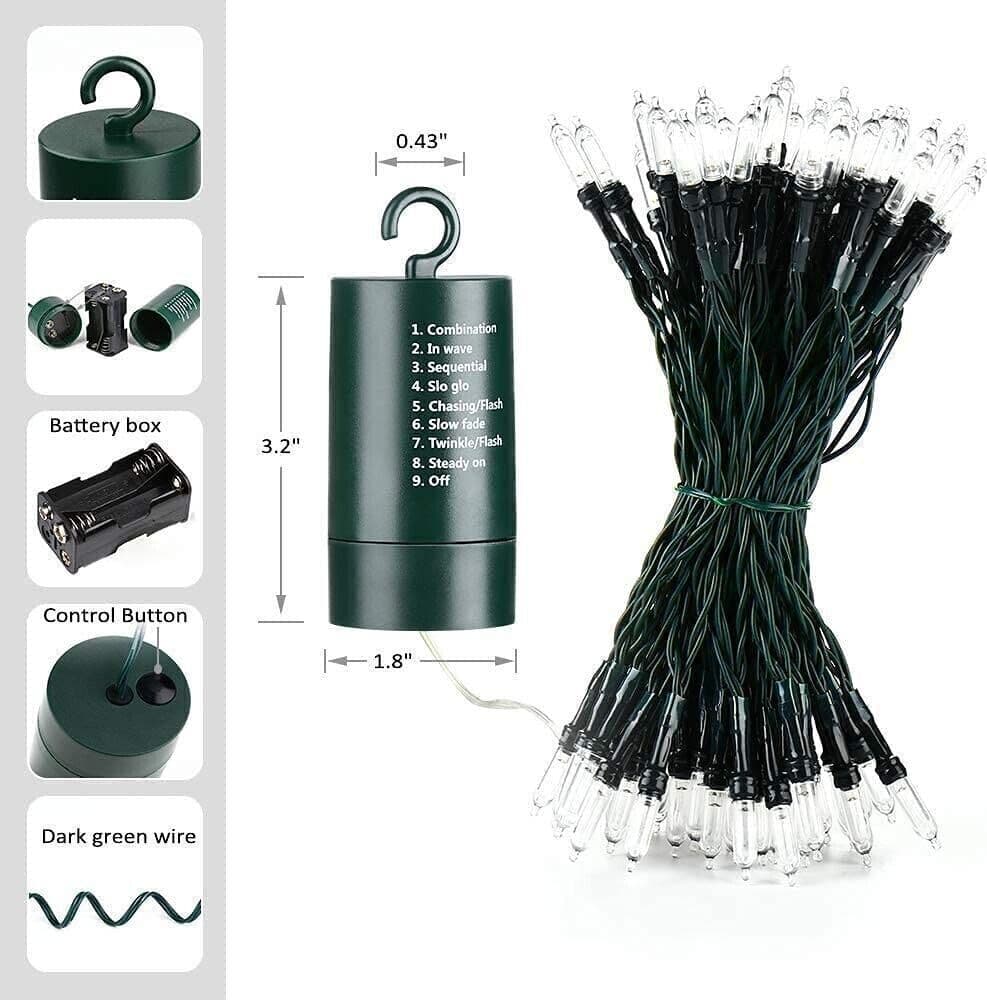 Luci natalizie a batteria, 33ft 100 LED Luci natalizie da esterno a batteria in Catene luminose CL Store - Battipaglia, commercioVirtuoso.it