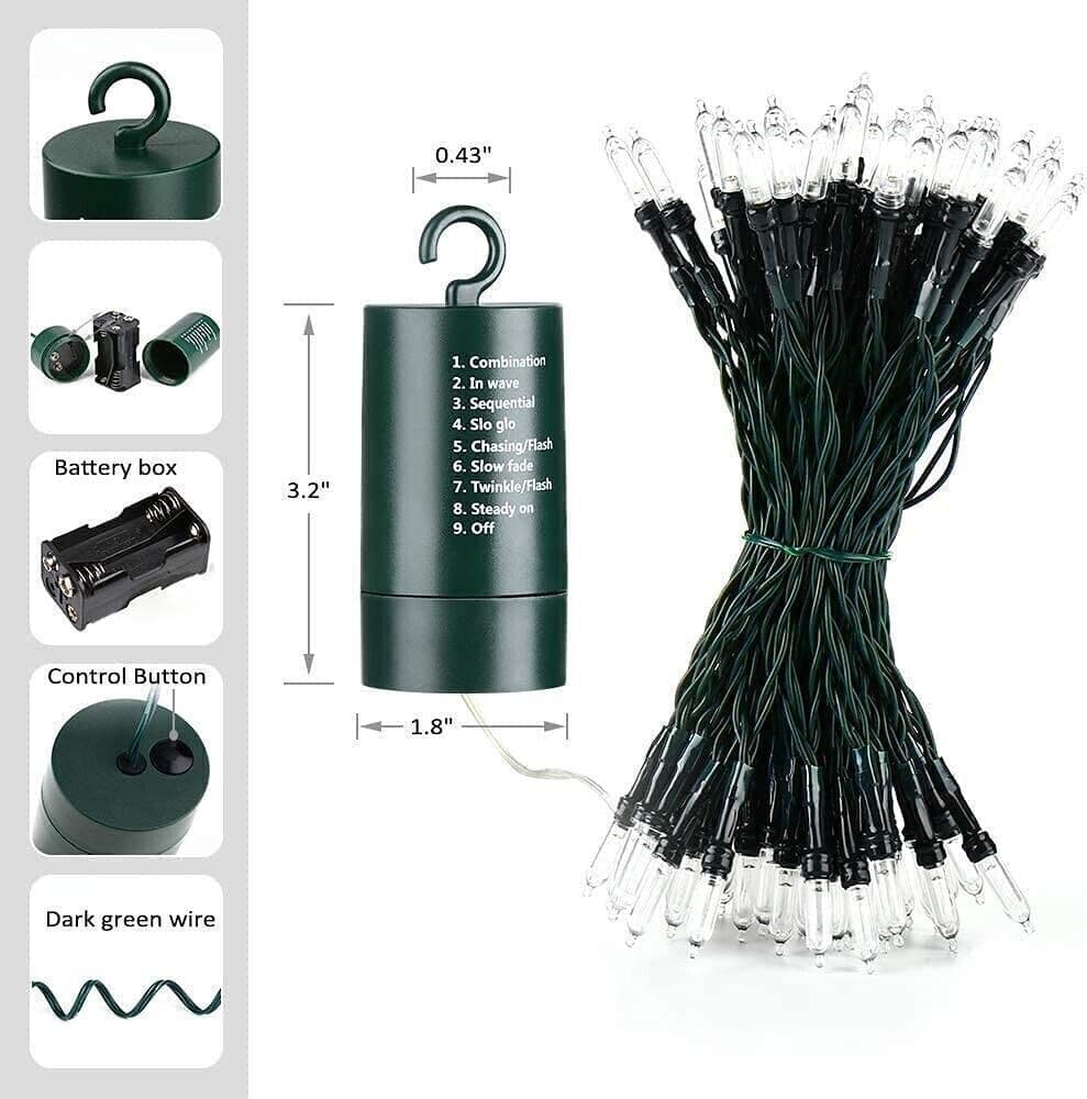 Luci natalizie a batteria, 33ft 100 LED Luci natalizie da esterno a batteria in Catene luminose CL Store - Battipaglia, commercioVirtuoso.it