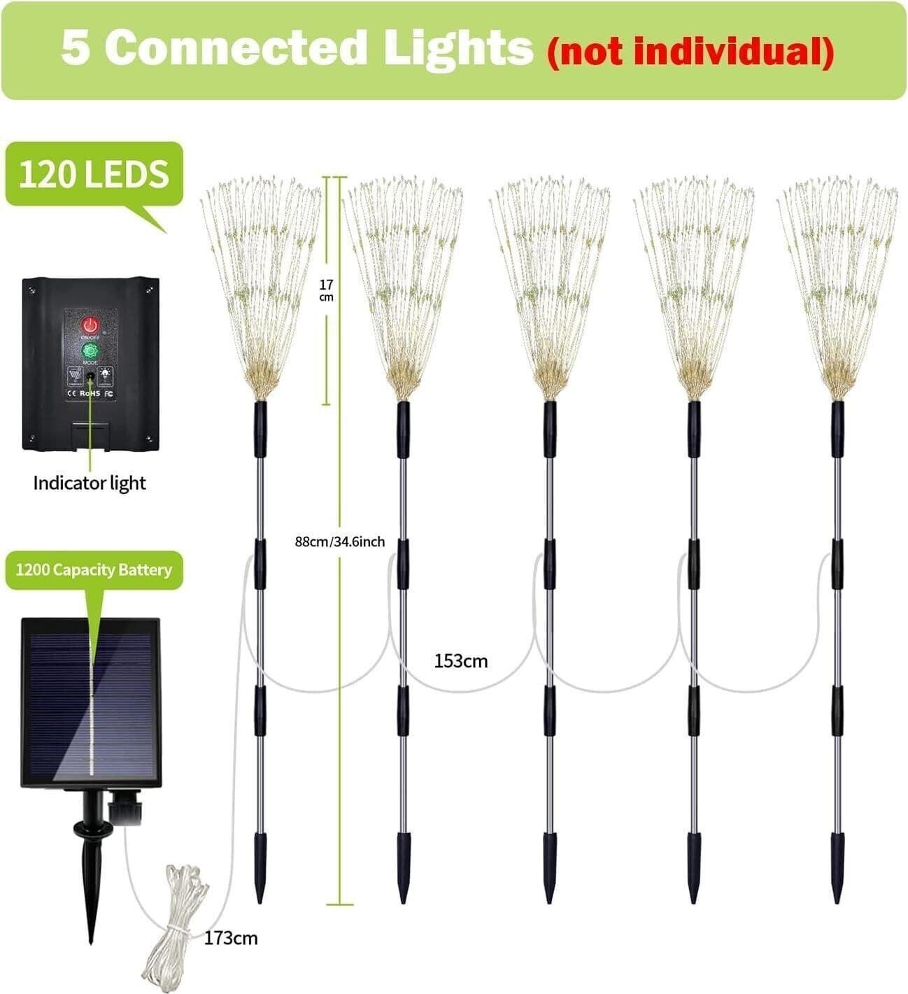 5 Luci solari per Esterni luci solari a LE, fuochi d'artificio, per Esterni in Luci per sentieri CL Store - Battipaglia, commercioVirtuoso.it